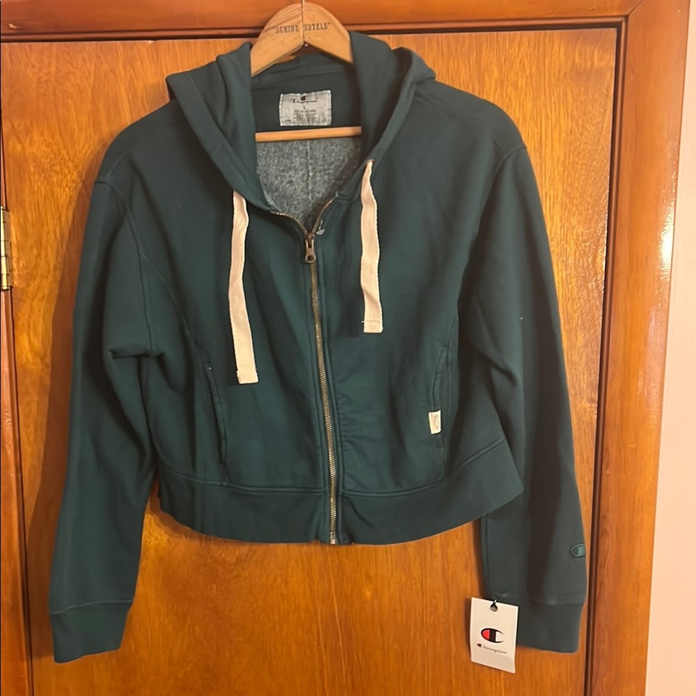 Champion Green Women's Cropped Hoodie Jacket